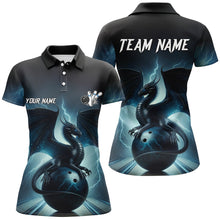 Load image into Gallery viewer, Dark Blue Lightning Thunder Custom Dragon Women bowling polo shirts, Team Bowling League Jerseys NQS7228