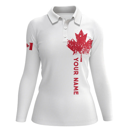Womens golf polo shirts custom Canadian flag team white golf shirts, custom polo jerseys for ladies NQS7115