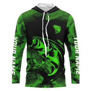 Largemouth Bass fishing jersey Custom UV protection performance bass fishing tournament shirts | Green NQS7236