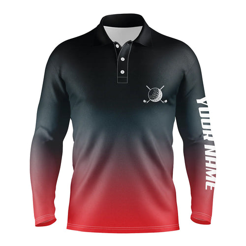 Black and red gradient Mens golf polo shirts custom golf clothes for men, best golf gifts for men NQS6296