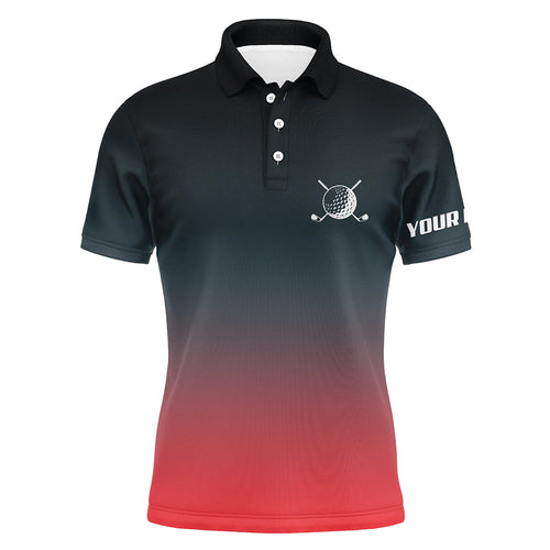 Black and red gradient Mens golf polo shirts custom golf clothes for men, best golf gifts for men NQS6296