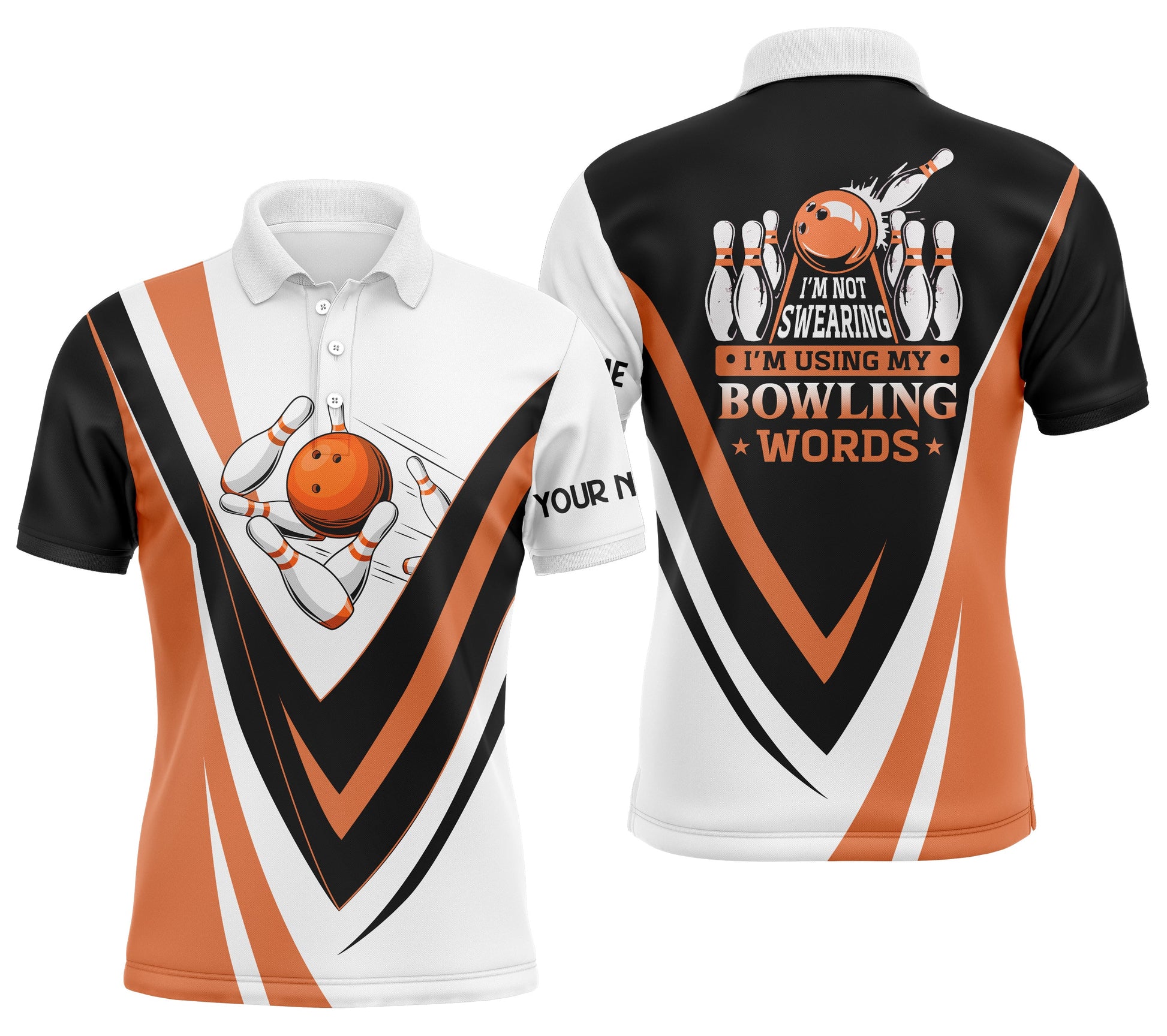 Custom bowling shirt for bowling – personalized team jersey front view