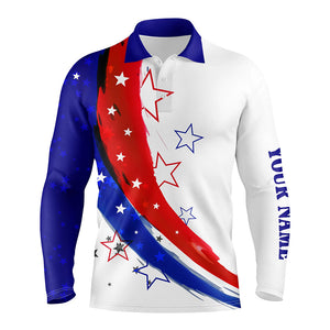 Personalized red, white and blue stars Mens golf polos shirts, custom golf apparel for mens NQS7120