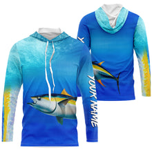 Load image into Gallery viewer, Tuna fishing scales blue ocean sea wave camo Custom Name sun protection UPF 30+ fishing jersey NQS3414