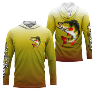 Yellow Perch fishing Custom sun protection long sleeve fishing jersey, Perch fishing tournament shirts NQS4045