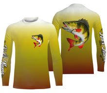Load image into Gallery viewer, Yellow Perch fishing Custom sun protection long sleeve fishing jersey, Perch fishing tournament shirts NQS4045
