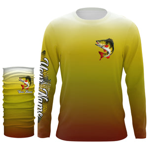 Yellow Perch fishing Custom sun protection long sleeve fishing jersey, Perch fishing tournament shirts NQS4045