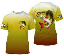 Load image into Gallery viewer, Yellow Perch fishing Custom sun protection long sleeve fishing jersey, Perch fishing tournament shirts NQS4045