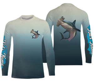 Hammerhead Shark fishing Custom sun protection long sleeve fishing jersey, Shark fishing shirts NQS4049