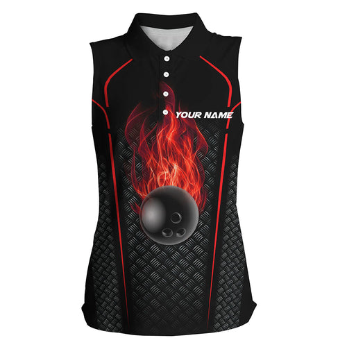 Bowling Shirt For women custom sleeveless polo Bowling Jersey 3D Bowling Team Shirt For women | Red NQS6769