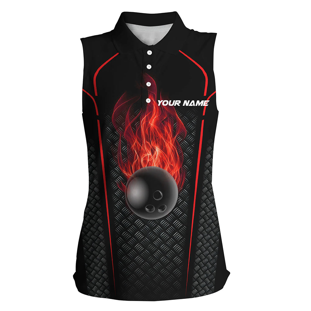 Bowling Shirt For women custom sleeveless polo Bowling Jersey 3D Bowling Team Shirt For women | Red NQS6769