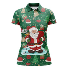 Load image into Gallery viewer, Womens golf polo shirts custom Santa golf Christmas season pattern, Christmas golf gifts for ladies NQS6775