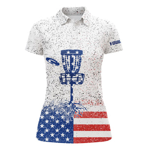 American flag disc golf women polo shirts custom name patriotic golf polo shirts for women NQS4643