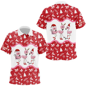 Red and white christmas pattern Kid golf polo shirts custom flamingo christmas polo shirt for Kid NQS6785