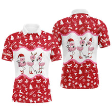 Load image into Gallery viewer, Red and white christmas pattern Men golf polo shirt custom flamingo christmas polo shirts for men NQS6785