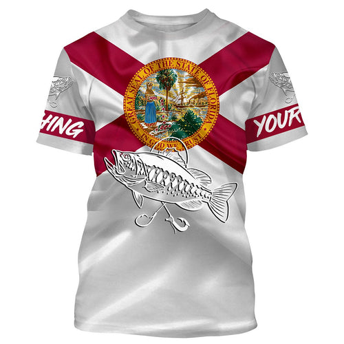 Bass fishing Florida State Flag 3D All Over print shirts saltwater personalized fishing apparel for Adult and kid NQS433