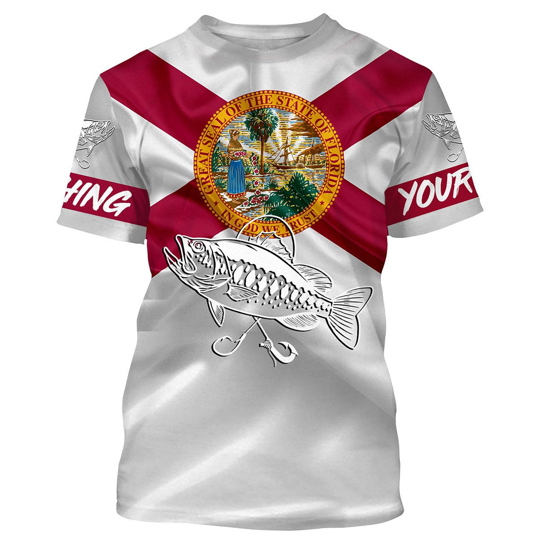 Bass fishing Florida State Flag 3D All Over print shirts saltwater personalized fishing apparel for Adult and kid NQS433