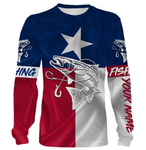 Load image into Gallery viewer, Chinook Salmon (King Salmon) Fishing Texas Flag Customize name All over print shirt NQS453