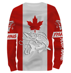 Musky Fishing 3D Canadian Flag Customize name All over print shirts NQS473