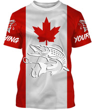 Load image into Gallery viewer, Musky Fishing 3D Canadian Flag Customize name All over print shirts NQS473
