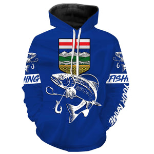 Rainbow Trout Fishing Alberta Flag Customize name 3D All over print shirts NQS509