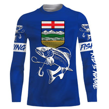 Load image into Gallery viewer, Rainbow Trout Fishing Alberta Flag Customize name 3D All over print shirts NQS509