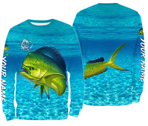 Mahi mahi (Dorado) Fishing Customize Name Fishing Water Camo All Over Printed Shirts Personalized Fishing Gift For Adult And Kid NQS382
