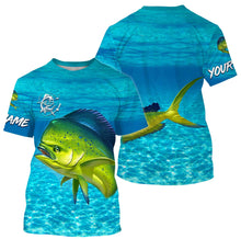 Load image into Gallery viewer, Mahi mahi (Dorado) Fishing Customize Name Fishing Water Camo All Over Printed Shirts Personalized Fishing Gift For Adult And Kid NQS382