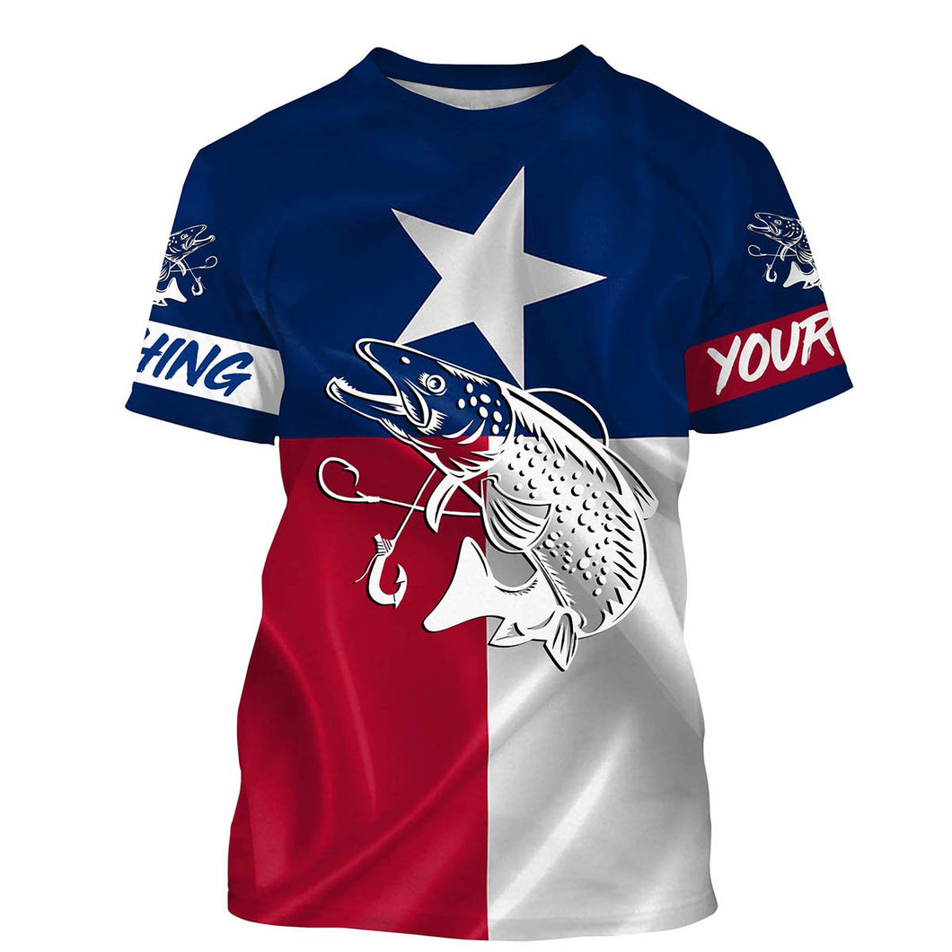 Speckled trout fishing tattoo Texas Flag personalized 3D All Over print shirts NQS400