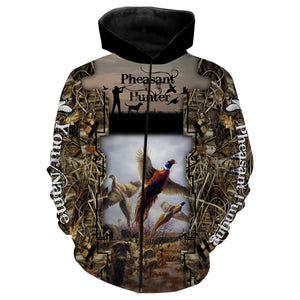Pheasant Hunting with dog Camo Customize Name 3D All Over Printed Shirts Personalized gift For Hunting Lovers NQS684