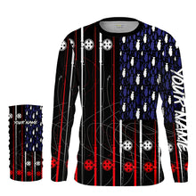 Load image into Gallery viewer, American flag patriotic fishing rod Long Sleeve fishing shirt personalized fishing gift NQS1770