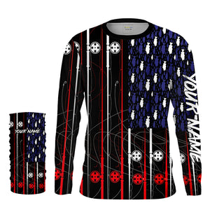 American flag patriotic fishing rod Long Sleeve fishing shirt personalized fishing gift NQS1770