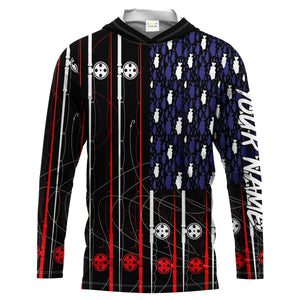 American flag patriotic fishing rod Long Sleeve fishing shirt personalized fishing gift NQS1770