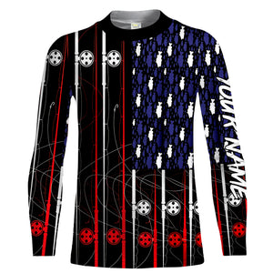 American flag patriotic fishing rod Long Sleeve fishing shirt personalized fishing gift NQS1770