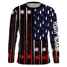 Load image into Gallery viewer, American flag patriotic fishing rod Long Sleeve fishing shirt personalized fishing gift NQS1770