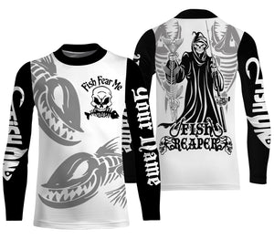 Fish fear me Fishing fish reaper UV protection quick dry Customize name long sleeves UPF 30+ NQS966