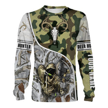 Load image into Gallery viewer, Deer hunter game in snow camo grim reaper tattoo bow hunting Customize Name 3D All Over Printed Shirts NQS967