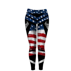 Beautiful american patriotic US flag deer hunting camo leggings - NQSD129