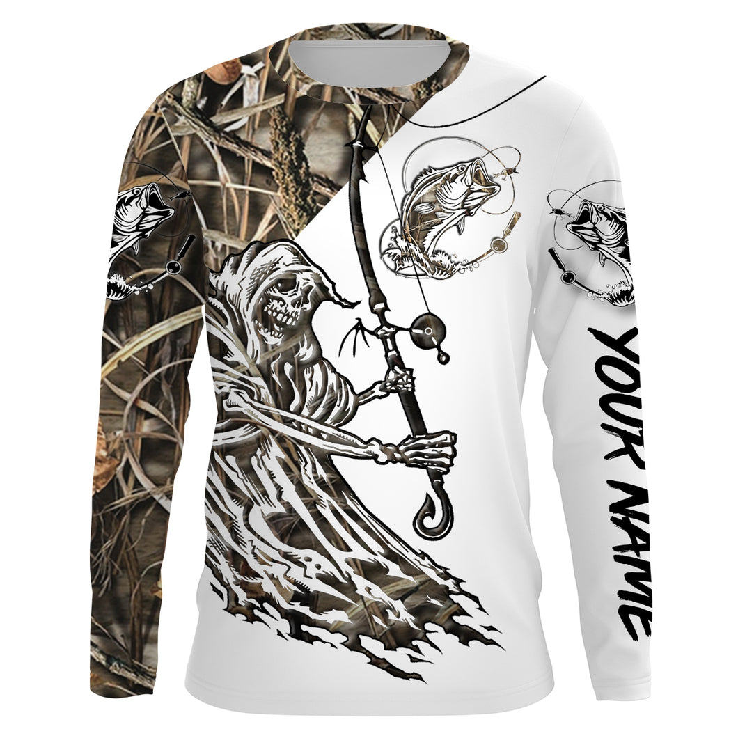 Fish Reaper Bass camo UV protection quick dry Customize name long sleeves UPF 30+ NQS841