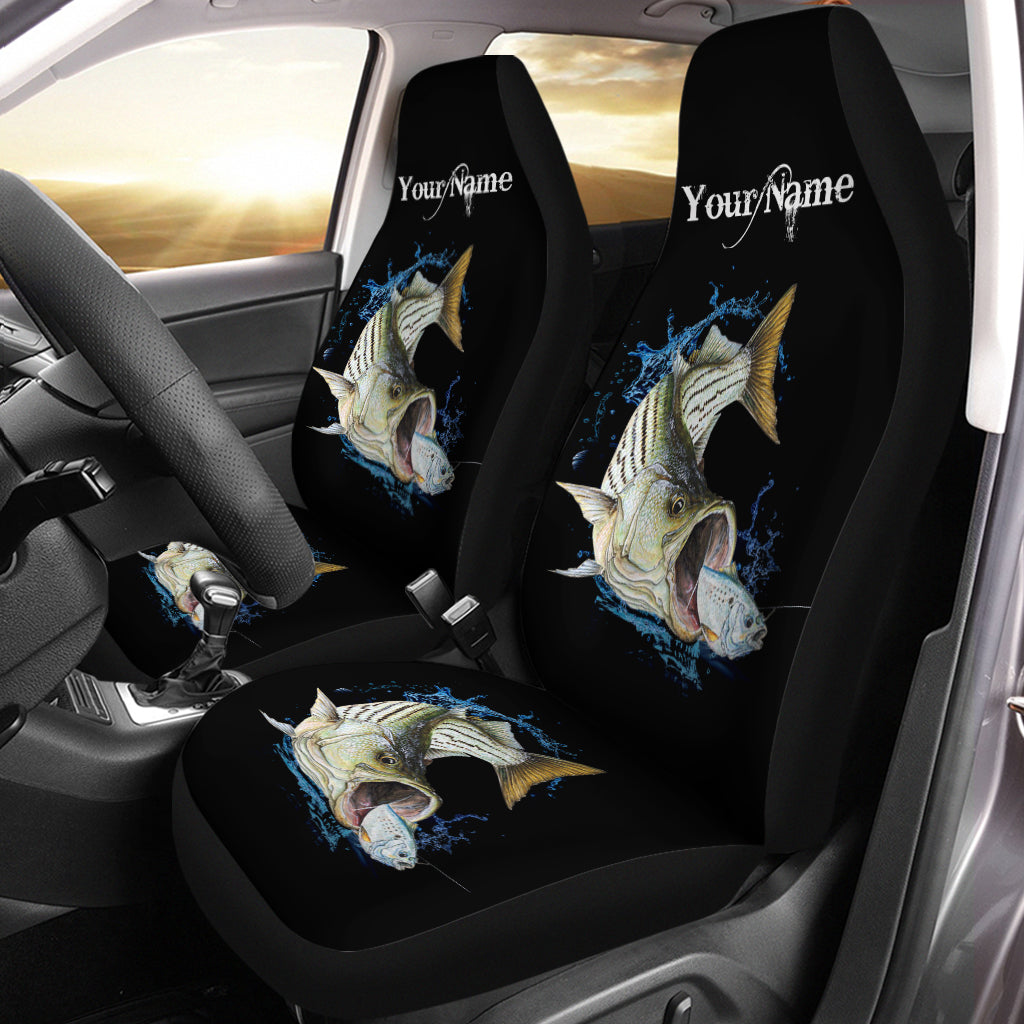 Striped Bass ( Striper) Fishing Custom 3D Printed Seat Cover, perfect car accessories Set of 2- personalized fishing gift for fishing lovers - NQS596