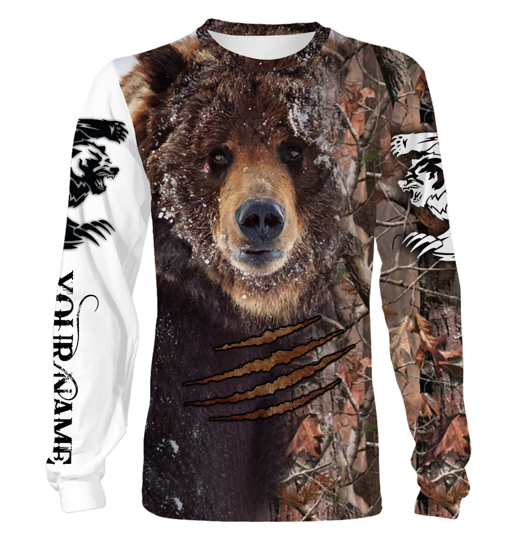 Bear Hunting Customize Name 3D All Over Printed Shirts Personalized Hunting gift For Adult And Kid NQS601