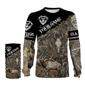 Elk Hunting skull camo Bowhunting Customize Name 3D All Over Printed Shirts NQS849