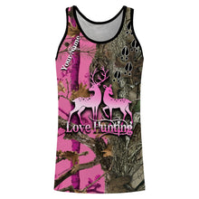 Load image into Gallery viewer, Love Deer Hunting Pink Camo Customize Name 3D All Over Printed hunting Shirts NQS856