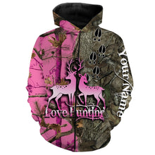 Load image into Gallery viewer, Love Deer Hunting Pink Camo Customize Name 3D All Over Printed hunting Shirts NQS856