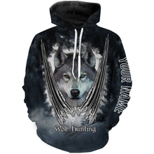 Load image into Gallery viewer, Wolf hunt hunting clothes Customize Name 3D All Over Printed Shirts plus size Personalized Hunting gift For men, women and kid NQS1008