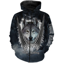 Load image into Gallery viewer, Wolf hunt hunting clothes Customize Name 3D All Over Printed Shirts plus size Personalized Hunting gift For men, women and kid NQS1008