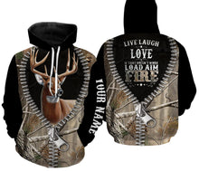 Load image into Gallery viewer, Deer Hunting Camo zipper Customize Name 3D All Over Printed Shirts NQS859