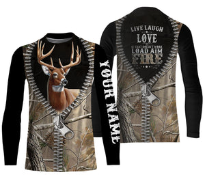 Deer Hunting Camo zipper Customize Name 3D All Over Printed Shirts NQS859