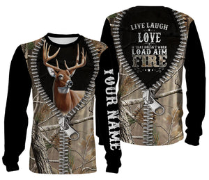 Deer Hunting Camo zipper Customize Name 3D All Over Printed Shirts NQS859