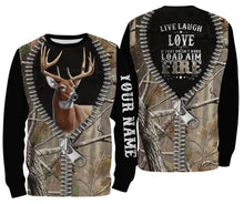 Load image into Gallery viewer, Deer Hunting Camo zipper Customize Name 3D All Over Printed Shirts NQS859